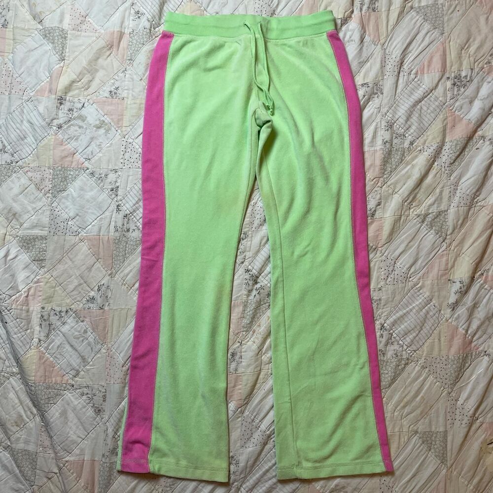 lilly pulitzer vintage y2k green and pink flare pants butt pocket size small